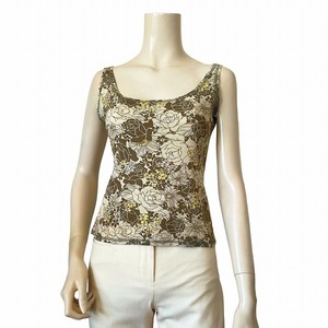 QM ultimate beautiful goods * Lois Crayon *Lois CRAYON* brown group * cotton 100%*. floral print * no sleeve * tank top cut and sewn *M/ lady's / summer 