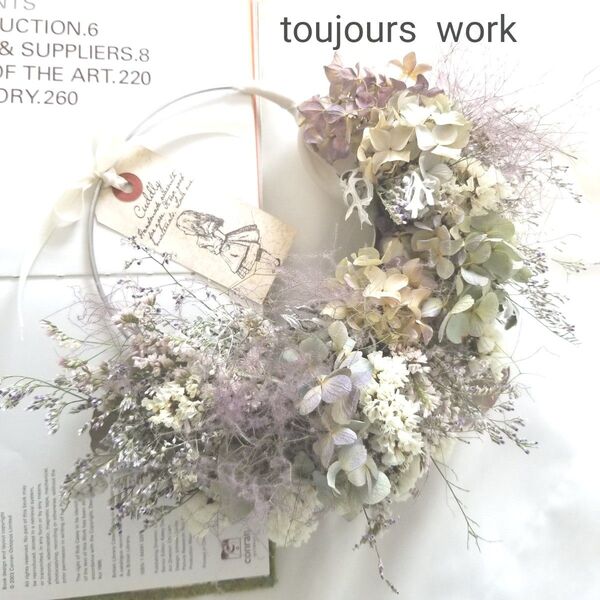 ◇紫陽花リース◇スモークツリー◇ハーフリース◇プレゼント