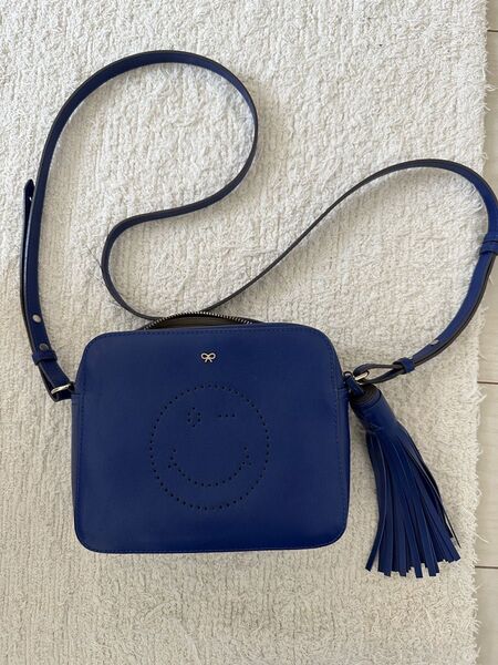 アニヤハインドマーチ スマイリー ショルダーバッグ ブルー ANYA HINDMARCH レザー11330