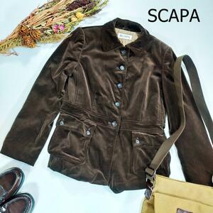 SCAPA Scapa turn-down collar jacket Brown velour button pocket lovely 