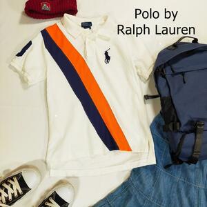 Polo by Ralph Lauren カラフル スポーティー ポロ ポロシャツ ホワイト オレンジ ネイビー 半袖 ロゴ サイズS18/10J