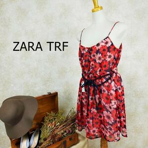  unused tag attaching Zara tunic size S red flower see-through camisole 