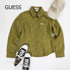 GUESS USA ゲス 長袖シャツ グリーン 胸ポケット GUESS USA シンプル サイズ L