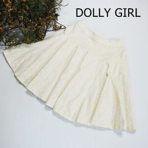  Dolly girl bai Anna Sui flair skirt size 1 S ivory flower knee height 