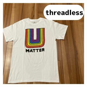 threadless スレッドレス 半袖 Tシャツ プリントビッグロゴ レインボー Randy Mckee USA企画 サイズM 玉mc1861