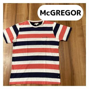 McGREGOR マックレガー Tシャツ 半袖 ポケットT ボーダー 刺繍ロゴ サイズL 玉mc1884