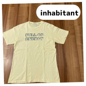 inhabitant インハビタント Tシャツ 半袖 ビッグロゴ バックプリント イエロー USサイズM 玉mc1883