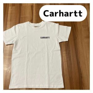 Carhartt カーハート 半袖 Tシャツ USA企画 プリントロゴ ホワイト サイズS ストリート ワーク 玉mc1880