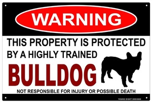 雑貨【Bulldog/ブルドッグ】WARNING/Dog/ドッグ/犬/警告/ヤードサイン/メタルプレート/ブリキ看板-288