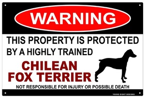 雑貨【Chilean Fox Terrier/チリアン・フォックス・テリア】WARNING/Dog/ドッグ/犬/警告/ヤードサイン/メタルプレート/ブリキ看板-322
