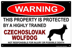 雑貨【Czechoslovak Wolfdog/チェコスロバキアン・ウルフドッグ】WARNING/Dog/ドッグ/犬/警告/ヤードサイン/メタルプレート/ブリキ看板-370