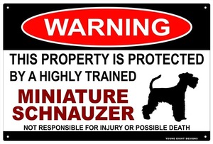 雑貨【Miniature Schnauzer/ミニチュア・シュナウザー】WARNING/Dog/ドッグ/犬/警告/ヤードサイン/メタルプレート/ブリキ看板/Tin Sign-66