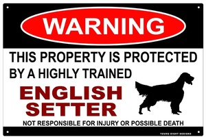 雑貨【English Setter/イングリッシュ・セター】WARNING/Dog/ドッグ/犬/警告/ヤードサイン/メタルプレート/ブリキ看板-406