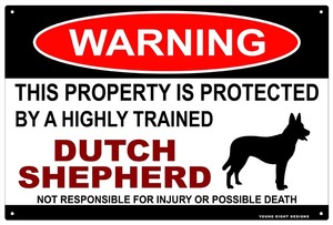 雑貨【Dutch Shepherd/ダッチ・シェパード】WARNING/Dog/ドッグ/犬/警告/ヤードサイン/メタルプレート/ブリキ看板-394