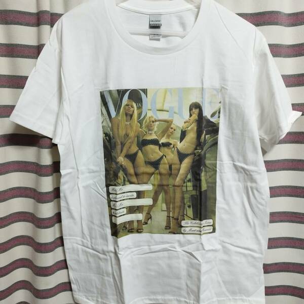 『VOGUE　(ヴォーグ)』 白【Lサイズ】　SEXY モデル 水着 BIGプリントTシャツ　新品【送料無料】検) PLAYBOY プレイボーイ