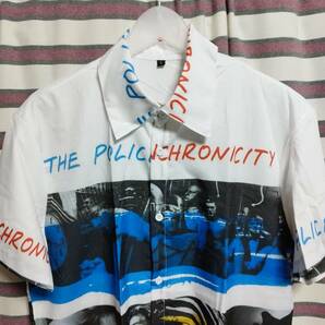 ★ポリス名盤『シンクロニシティー Synchronicity』THE POLICE ジャケ写 半袖シャツ 総柄デザイン【 Lサイズ】 新品 アロハ バンドTの画像2