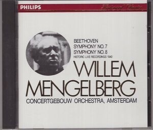 BEETHOVEN SYMPHONIES NOS 7&8 CONCERTGEBOUW ORCHESTRA AMSTERDAM MENGELBERG