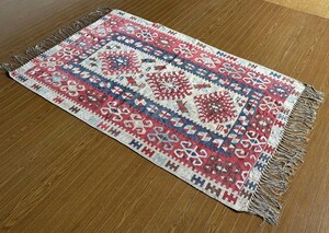 【160×103】ウール◆トルコ産キリム・KILIM・カーペット■2858-60