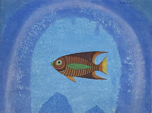 Art hand Auction 南桂子｢魚｣水彩/直筆サイン入り/富山県出身/壷井栄･森芳雄に師事/真作保証, 絵画, 水彩, 自然, 風景画