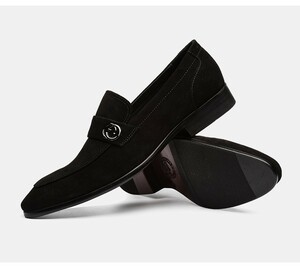  new work * new goods men's business shoes gentleman shoes Loafer original leather cow leather European * suede U chip * black DJ24cm