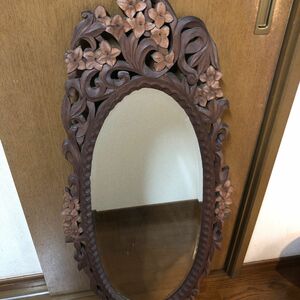 手作りの木彫りの大きな鏡 壁掛け鏡