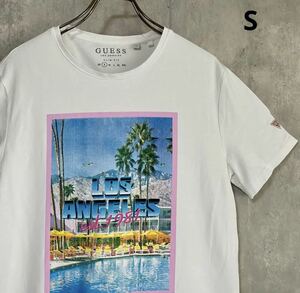 ゲス　GUESS 白　Tシャツ　S 綿95% ポリウレタン5%