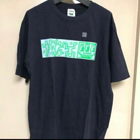 送料無料●貴重●デッドストック●新品タグ付 初期ユニクロ×Keith Haring キースヘリング Tシャツ Lサイズ ネイビー