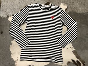 PLAY COMME des GARCONS AZ-T164 HEART LOGO STRIPED Heart Logo полоса cut and sewn Play Comme des Garcons SIZE M