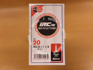 【送料230円可】20インチ 1 1/8 IRC バルブ40mm FV 仏式 フレンチバルブ Presta 20x1-1/8 28718J WO 20 x 1, 1/8