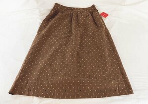 CHILD WOMAN ブラウンベース 総ハート柄ロングスカート サイズF 古着 レディース タグ付未使用品 JW-82 20230707