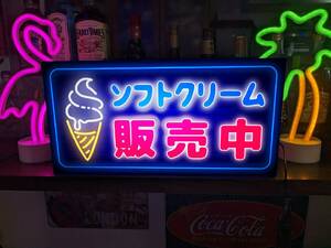 [L size ] soft cream ice cream pastry on sale store cart kitchen car autograph lamp signboard ornament light BOX illumination signboard lightning signboard 