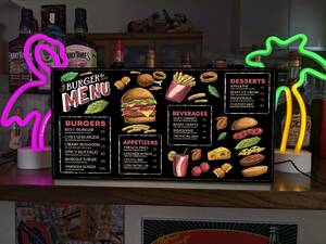 [L size ] handle burger fast-food menu Cafe . tea Dyna - kitchen car signboard ornament miscellaneous goods light BOX illumination signboard lightning signboard 