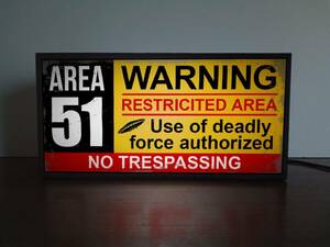 AREA51 Area 51 UFO Alien SF extraterrestrial WARNING horror miniature autograph lamp signboard ornament toy miscellaneous goods light BOX illumination signboard lightning signboard 