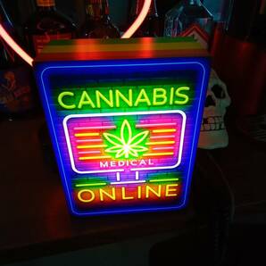 アメリカン ジャマイカ レゲエ ラップ 大麻 マリファナ ラスタカラー CANNABIS ONLINE サイン ライト 置物 雑貨 電飾看板 LED2way電光看板の画像7