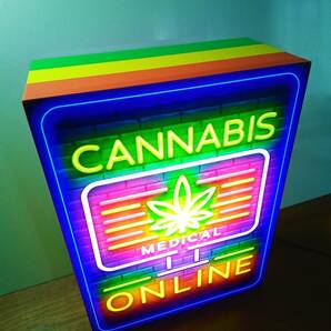 アメリカン ジャマイカ レゲエ ラップ 大麻 マリファナ ラスタカラー CANNABIS ONLINE サイン ライト 置物 雑貨 電飾看板 LED2way電光看板の画像2