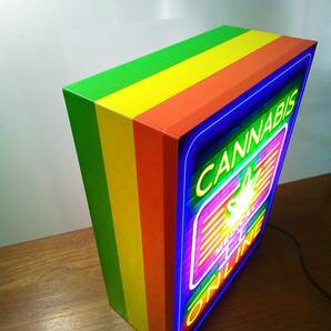 アメリカン ジャマイカ レゲエ ラップ 大麻 マリファナ ラスタカラー CANNABIS ONLINE サイン ライト 置物 雑貨 電飾看板 LED2way電光看板の画像3