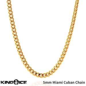 【チェーン幅 5mm 長さ 18インチ】King Ice キングアイス マイアミキューバンチェーン ネックレス ゴールド Miami Cuban Curb Chain