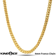 【チェーン幅4mm、長さ 24インチ】King Ice キングアイス フランコチェーン ネックレス ゴールド 4mm Franco Chain メンズ 男性 ステンレス_画像1