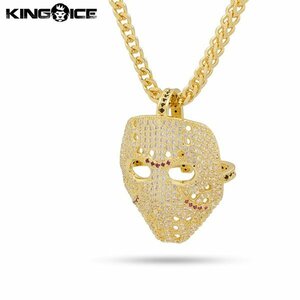 【ワンサイズ】King Ice× キングアイス ジェイソン ホッケーマスク モチーフ ネックレス ゴールド Hockey Mask Necklace メンズ 男性