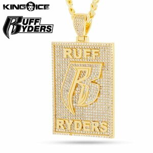 【ワンサイズ】King Ice × Ruff Ryders キングアイス ラフ・ライダーズ ドッグタグモチーフ ネックレス ゴールド Dog Tag Logo Necklace