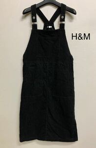 H&M レディース　ワンピース　コーデュロイ　黒　エイチアンドエム　サロペットスカート