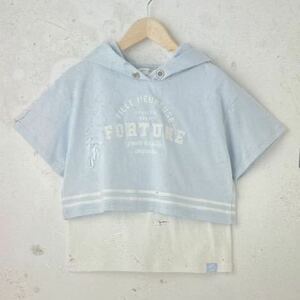  Pom Ponette new work with a hood . T-shirt ground short sleeves Parker & tank top set LL size 165cm light blue * new goods super-discount! free shipping 