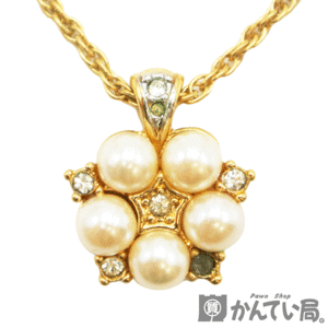 NINA RICCI [ Nina Ricci ] necklace Gold × white fake pearl rhinestone accessory NR Logo lady's 