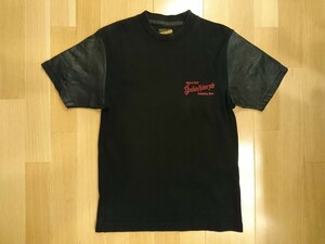 INDIAN MOTORCYCLE/インディアンモーターサイクル Tシャツ 半袖レザー サイズ表記不明 Sサイズ相当 厚手生地 バイカー 送料レターパック370