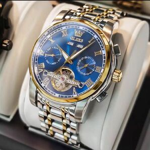メンズ腕時計 メンズ腕時計 高品質メンズ自動機械式ビジネス腕時計,耐水性,ステンレス鋼ストラップ,メンズスケルトンカレンダー用