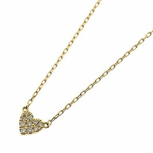 [ free shipping ][ genuine article ]AHKAH* Ahkah *K18YG* small necklace * Vivienne kchi-ru Heart *pave diamond * yellow gold * pretty *