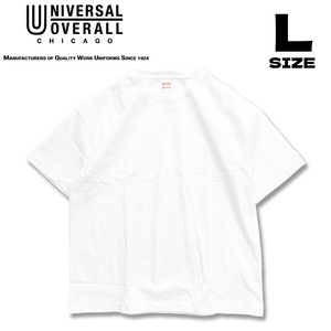 UNIVERSAL OVERALL ユニバーサルオーバーオール 半袖Tシャツ メンズ UVOP-002 無地 シンプル 白 ホワイト Lサイズ