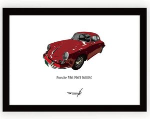 A4サイズ 額入り アートポスター アートパネル ポルシェ 356 1963 額付き お洒落 Porsche 356 ポルシェ356 Porsche356 新品