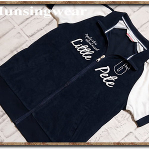 ☆MUNSINGWEAR R.line マンシングウェア 刺繍入りタオル地半袖ジャケット 濃紺☆