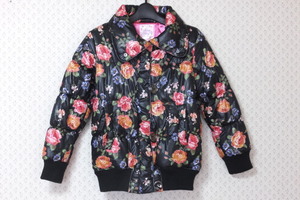 #[YS-1] mother way zmothe ways # woman .(11~13 -years old ) # jacket cotton inside go in # black series floral print condition excellent # size *150 [ Tokyo departure ]#A